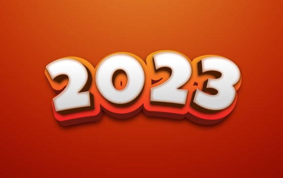 2023 New Year Bold Vector 3D Text Effect