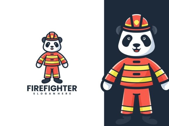 Bringing Heroism to Life with the Firefighter Panda Cartoon Logo