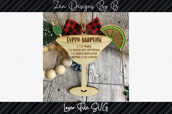 Dirty Martini Drink Ornament Laser SVG