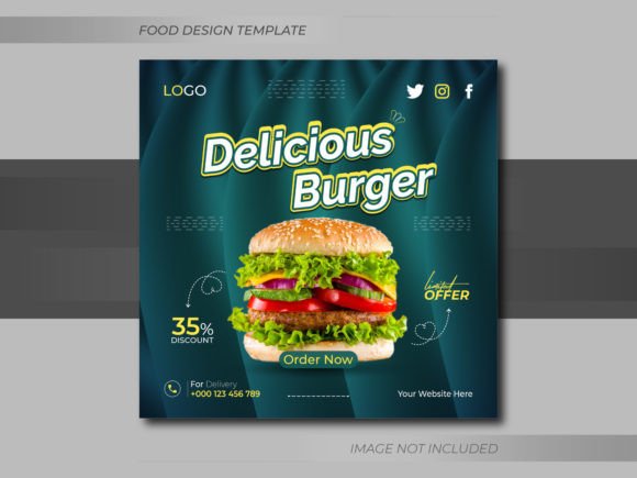 Elevating Restaurant Marketing with a Delicious Burger Food Social Media Post Template