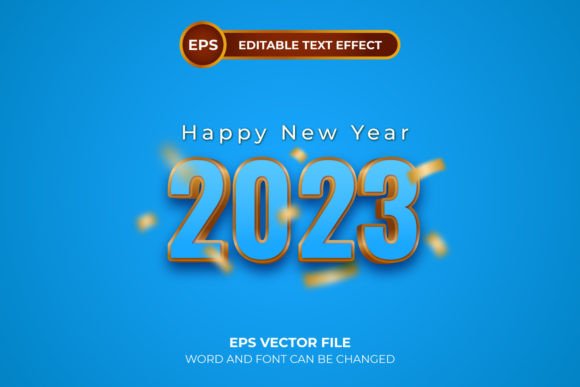 Elevating Visual Identity with 2023 Text Effect Blue Gold Color