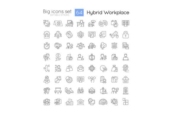 Hybrid Workplace Svg Linear Icons Set: Enhancing Visual Communication in Modern Work Environments