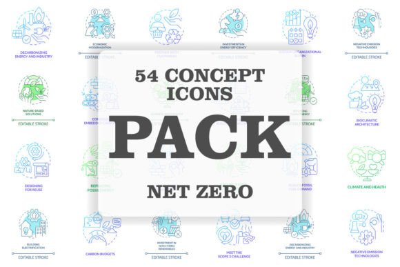 Net Zero Svg Concept Icon Set: Visualizing a Sustainable Future