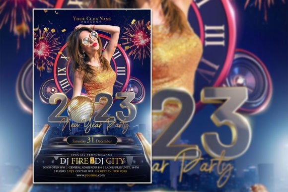 Strategic Visual Planning with a 2023 New Year Party Poster or Flyer